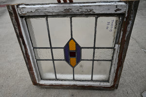 Antique English Stained Glass in Original Frame