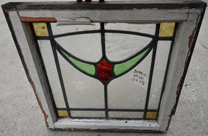 Antique English Stained Glass in Original Frame