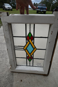 Antique English Stained Glass in Original Frame