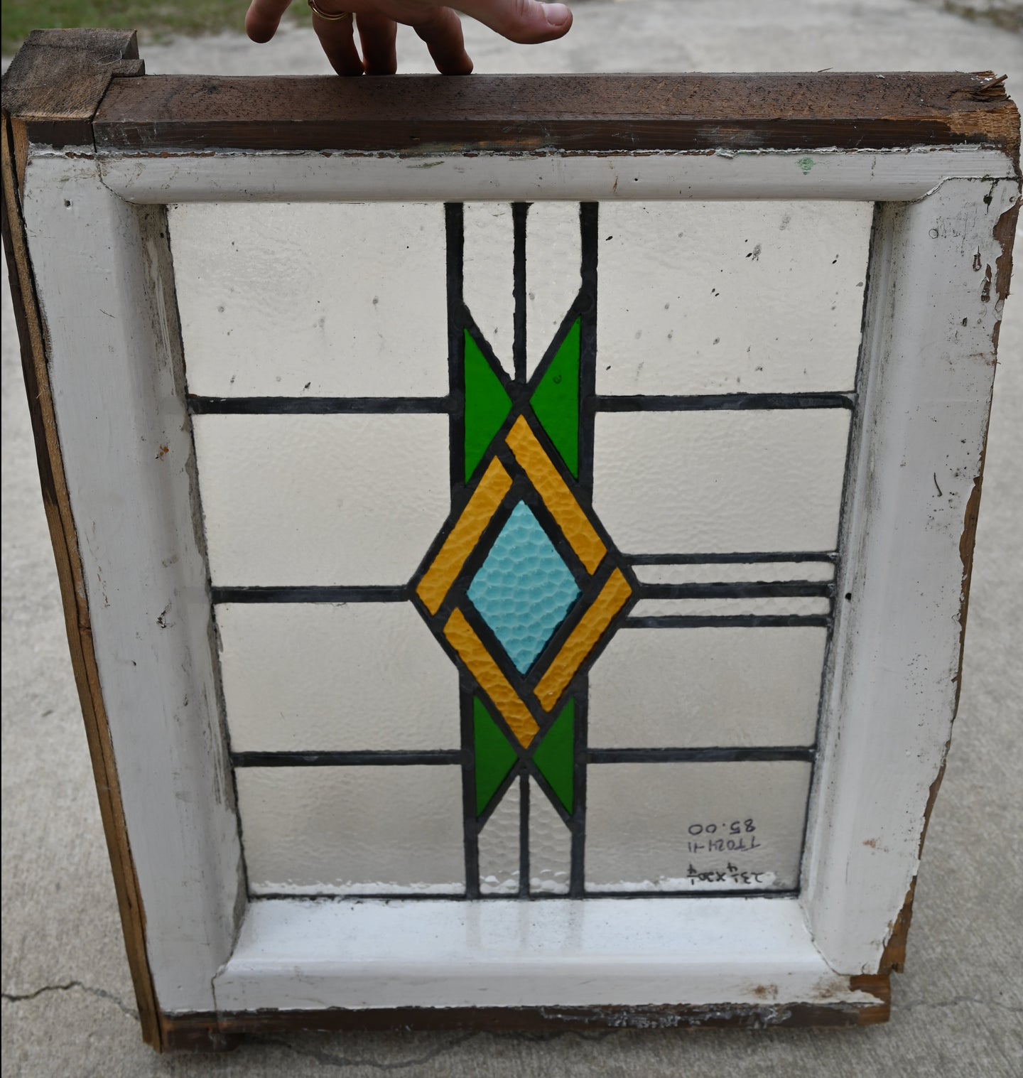 Antique English Stained Glass in Original Frame