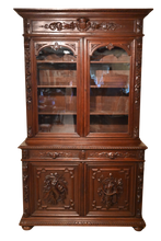 Load image into Gallery viewer, French Carved Oak Hunt Cabinet c.1870