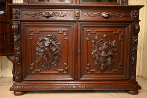 French Carved Oak Hunt Cabinet c.1870