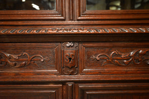 French Carved Oak Hunt Cabinet c.1870