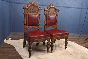 Pair of Handsome English Oak Side Chairs c.1890