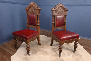 Pair of Handsome English Oak Side Chairs c.1890
