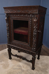 Handcarved English Vitrine Cabinet c.1860