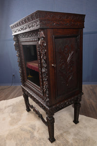 Handcarved English Vitrine Cabinet c.1860