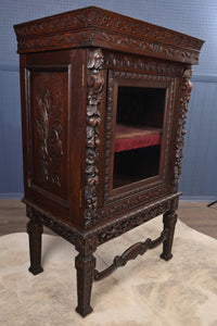 Handcarved English Vitrine Cabinet c.1860