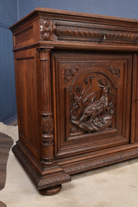 Heavily Carved French Oak Sideboard c.1880