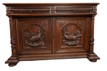 Load image into Gallery viewer, Heavily Carved French Oak Sideboard c.1880
