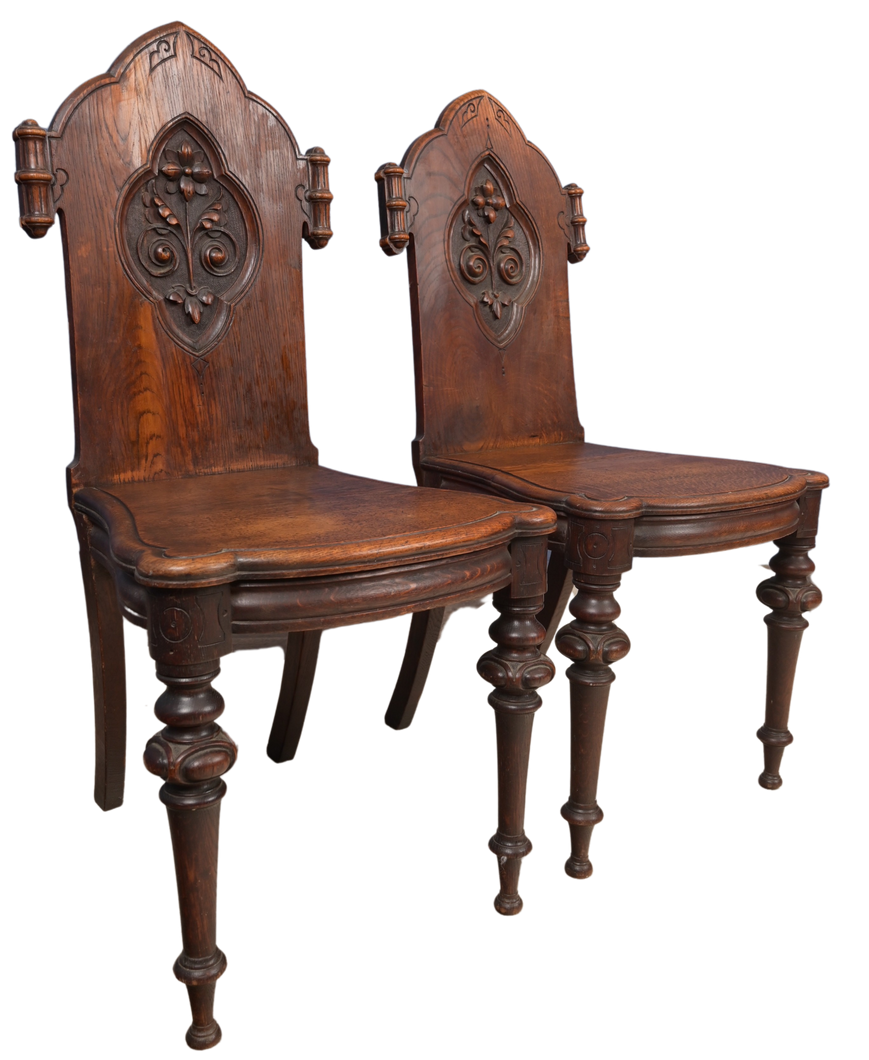Pair English Hall Chairs c.1880