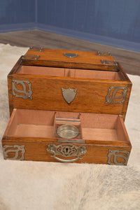 English Oak Smokers Box with dedication plaque c.1894