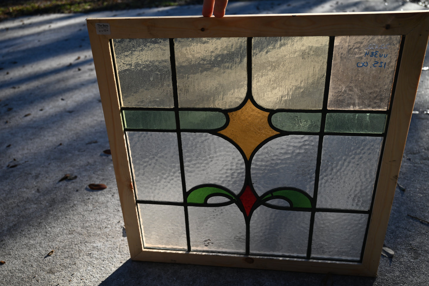 Antique English Stained Glass in Shipping Frame