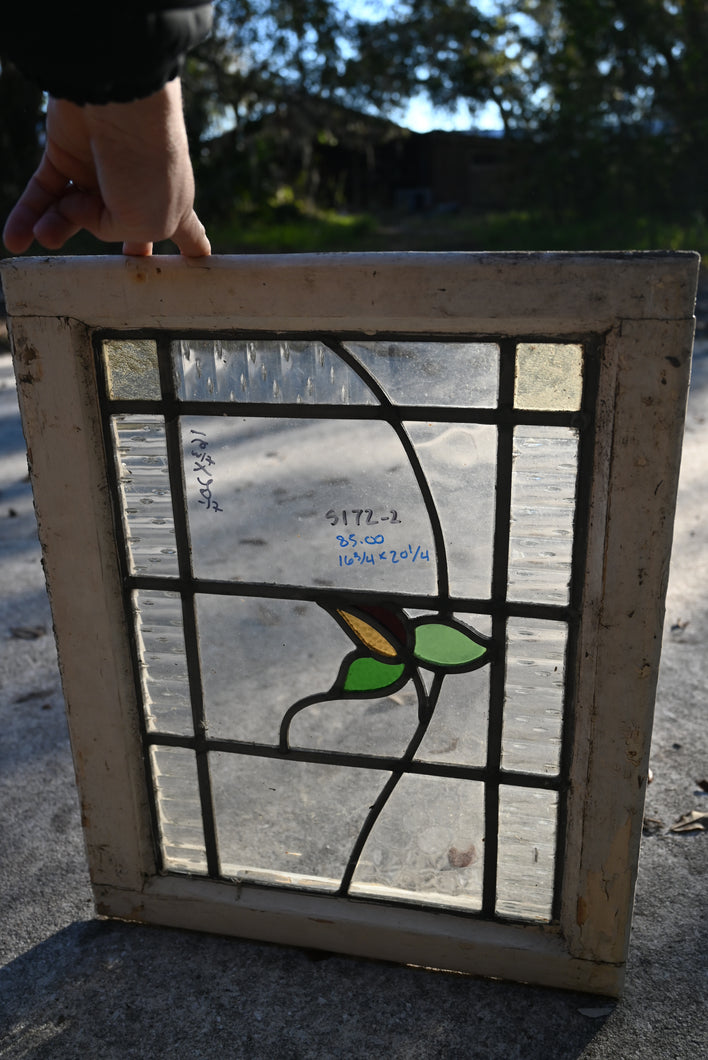 Antique English Stained Glass in Original Frame