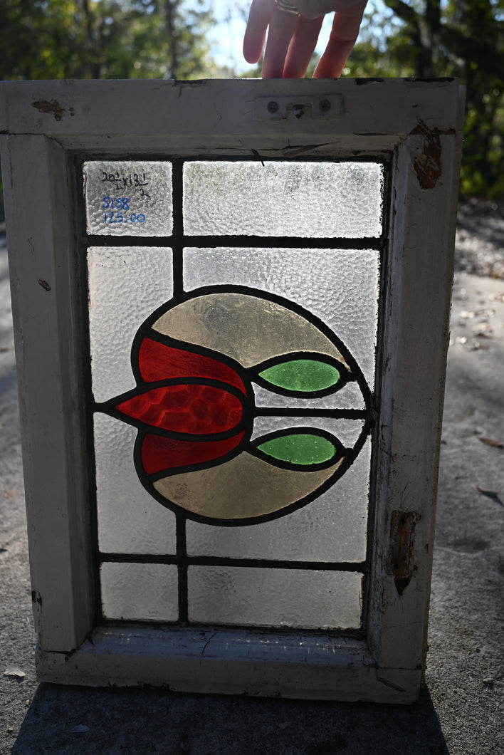 Antique English Stained Glass in Original Frame