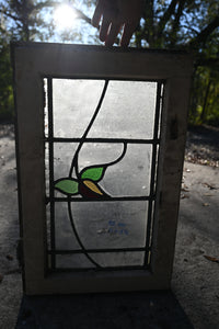 Antique English Stained Glass in Original Frame