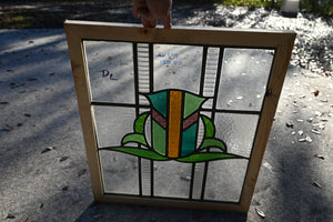 Antique English Stained Glass in Shipping Frame