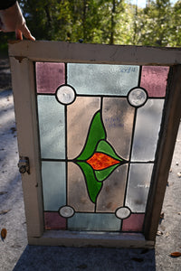 Antique English Stained Glass in Original Frame