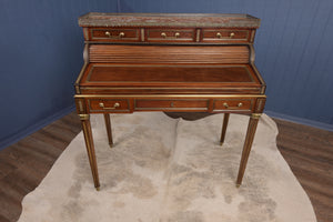 Marble Topped English Mahogany Desk with Brass Accenting c.1910