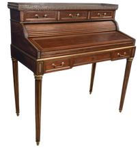 Load image into Gallery viewer, Marble Topped English Mahogany Desk with Brass Accenting c.1910