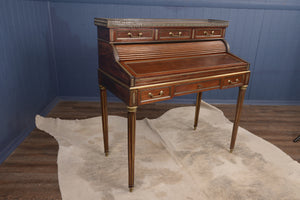 Marble Topped English Mahogany Desk with Brass Accenting c.1910