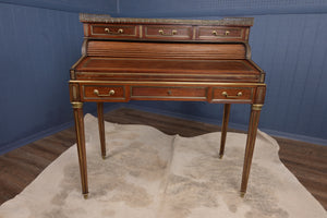 Marble Topped English Mahogany Desk with Brass Accenting c.1910