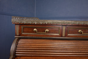 Marble Topped English Mahogany Desk with Brass Accenting c.1910