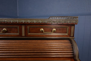 Marble Topped English Mahogany Desk with Brass Accenting c.1910