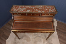 Load image into Gallery viewer, Marble Topped English Mahogany Desk with Brass Accenting c.1910