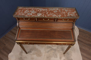 Marble Topped English Mahogany Desk with Brass Accenting c.1910