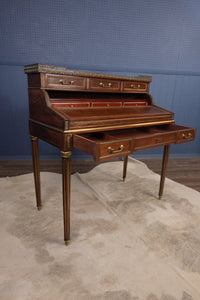 Marble Topped English Mahogany Desk with Brass Accenting c.1910