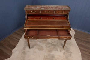 Marble Topped English Mahogany Desk with Brass Accenting c.1910