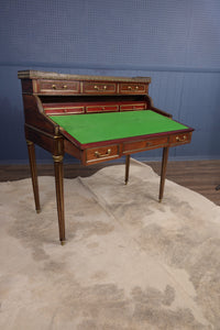 Marble Topped English Mahogany Desk with Brass Accenting c.1910