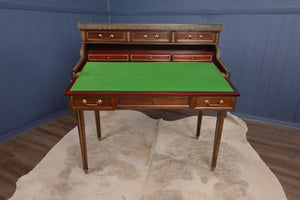 Marble Topped English Mahogany Desk with Brass Accenting c.1910