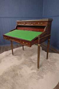 Marble Topped English Mahogany Desk with Brass Accenting c.1910