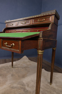 Marble Topped English Mahogany Desk with Brass Accenting c.1910