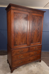 English Mahogany Inlaid Linen Press c.1900