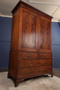 English Mahogany Inlaid Linen Press c.1900