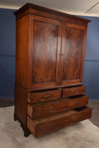 English Mahogany Inlaid Linen Press c.1900