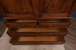 English Mahogany Inlaid Linen Press c.1900