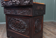 Load image into Gallery viewer, Carved Burmese Campaign Desk c.1940
