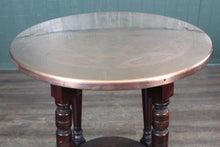 Load image into Gallery viewer, English Art Nouveau Game Board Copper Topped Pub Table dated 1902