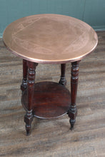Load image into Gallery viewer, English Art Nouveau Game Board Copper Topped Pub Table dated 1902