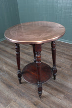 Load image into Gallery viewer, English Art Nouveau Game Board Copper Topped Pub Table dated 1902