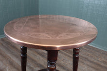 Load image into Gallery viewer, English Art Nouveau Game Board Copper Topped Pub Table dated 1902