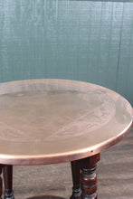 Load image into Gallery viewer, English Art Nouveau Game Board Copper Topped Pub Table dated 1902