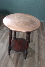 Load image into Gallery viewer, English Art Nouveau Game Board Copper Topped Pub Table dated 1902