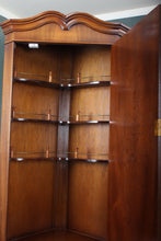 Load image into Gallery viewer, English Burl Walnut Corner Cocktail Cabinet c.1960