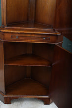 Load image into Gallery viewer, English Burl Walnut Corner Cocktail Cabinet c.1960