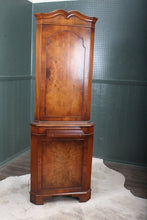 Load image into Gallery viewer, English Burl Walnut Corner Cocktail Cabinet c.1960